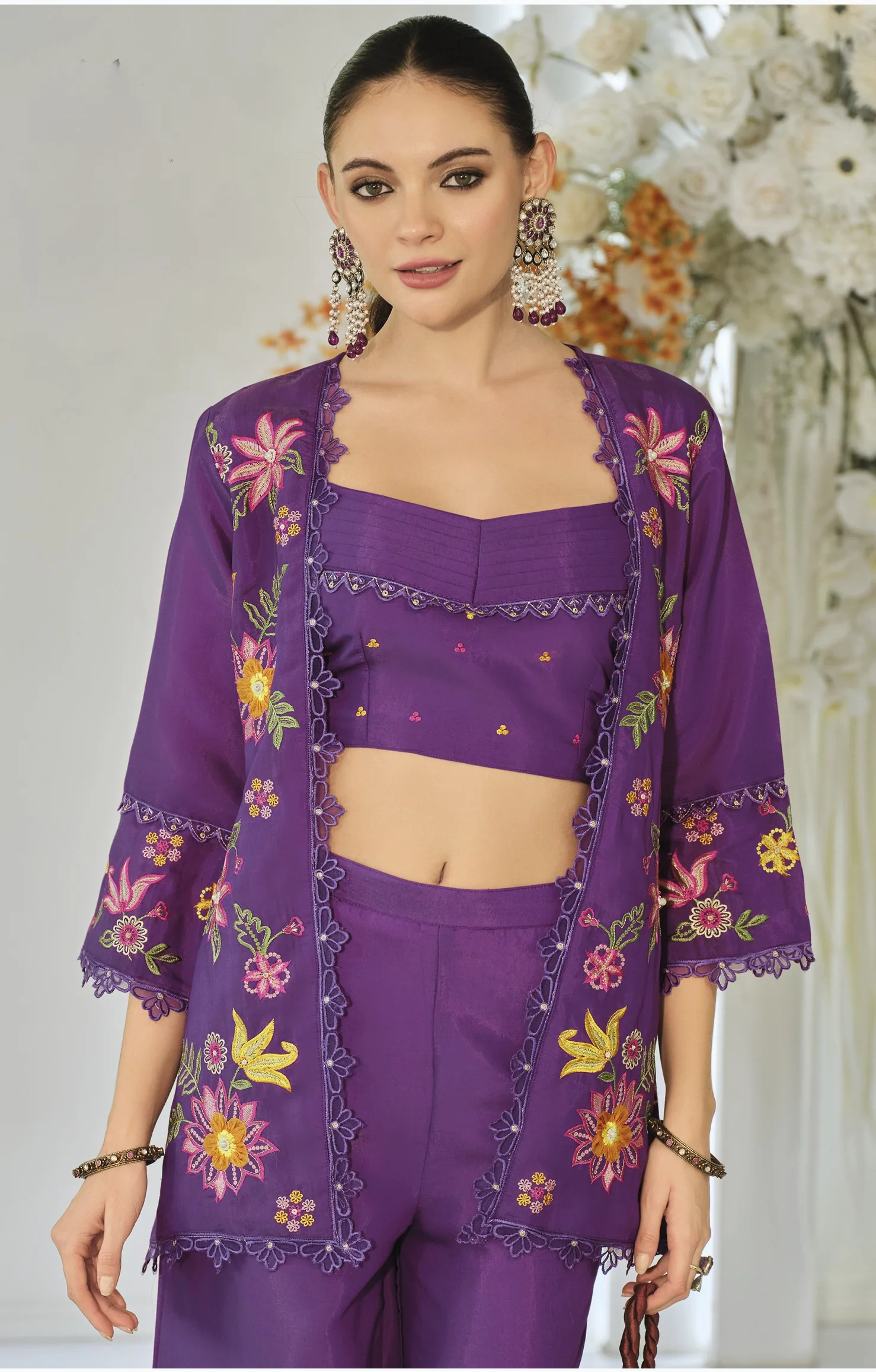 Aditri orchid full work fusion wear co-ord set - Image 2