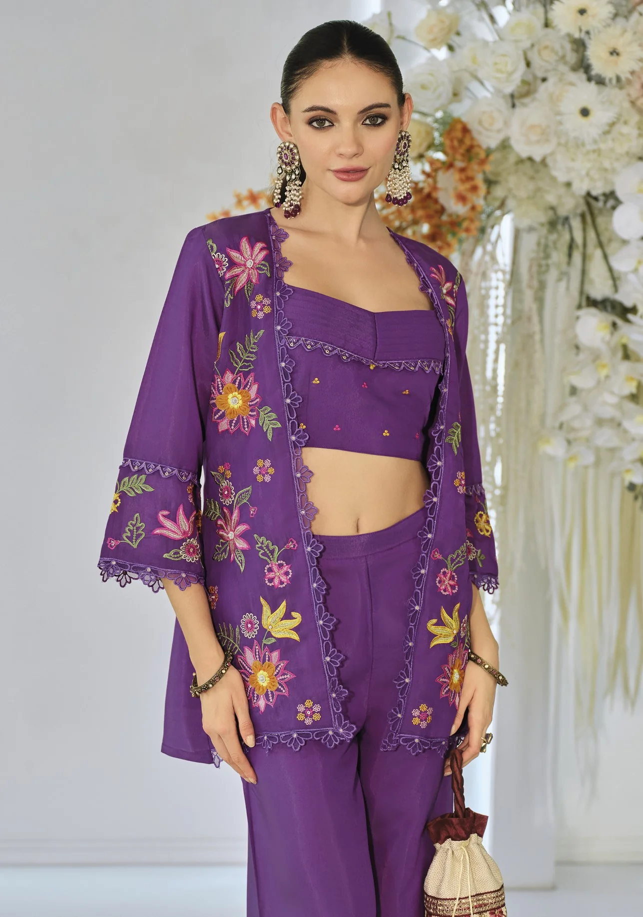 Aditri orchid full work fusion wear co-ord set - Image 3