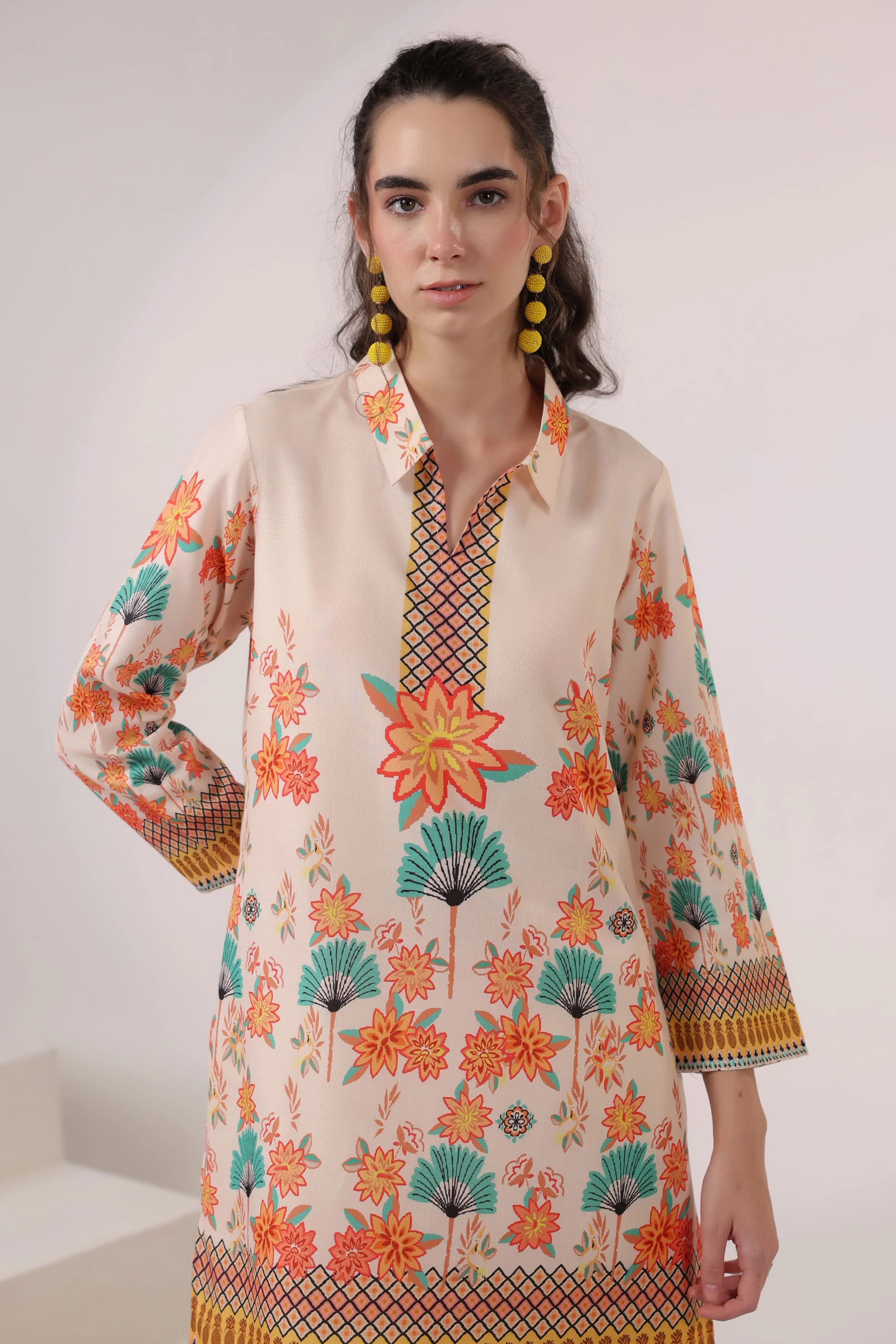Kara Caramel Linen Printed Co-ord Set - Image 2