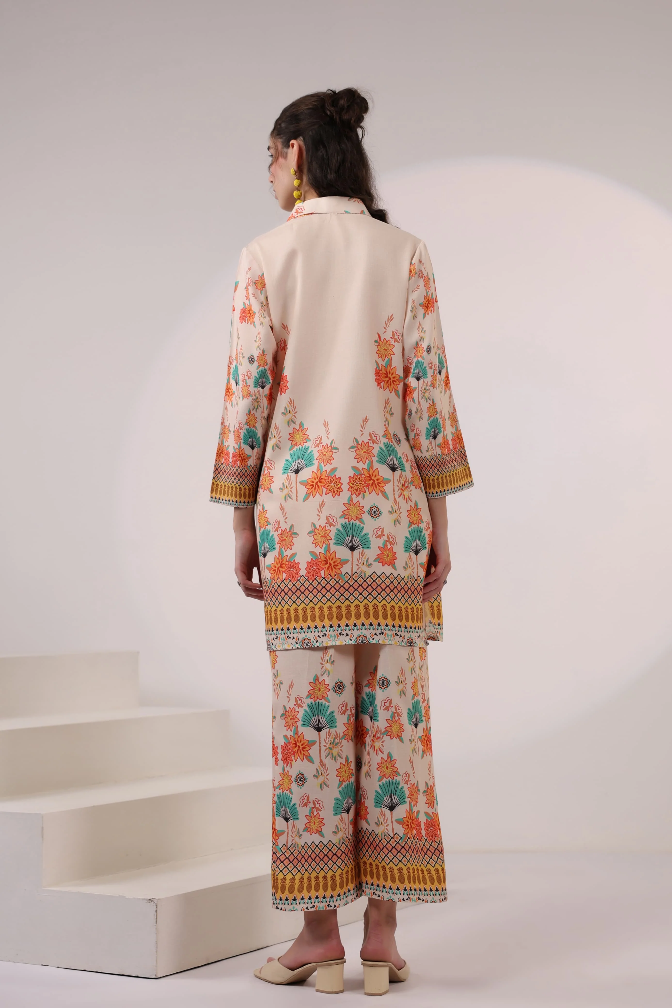 Kara Caramel Linen Printed Co-ord Set - Image 3