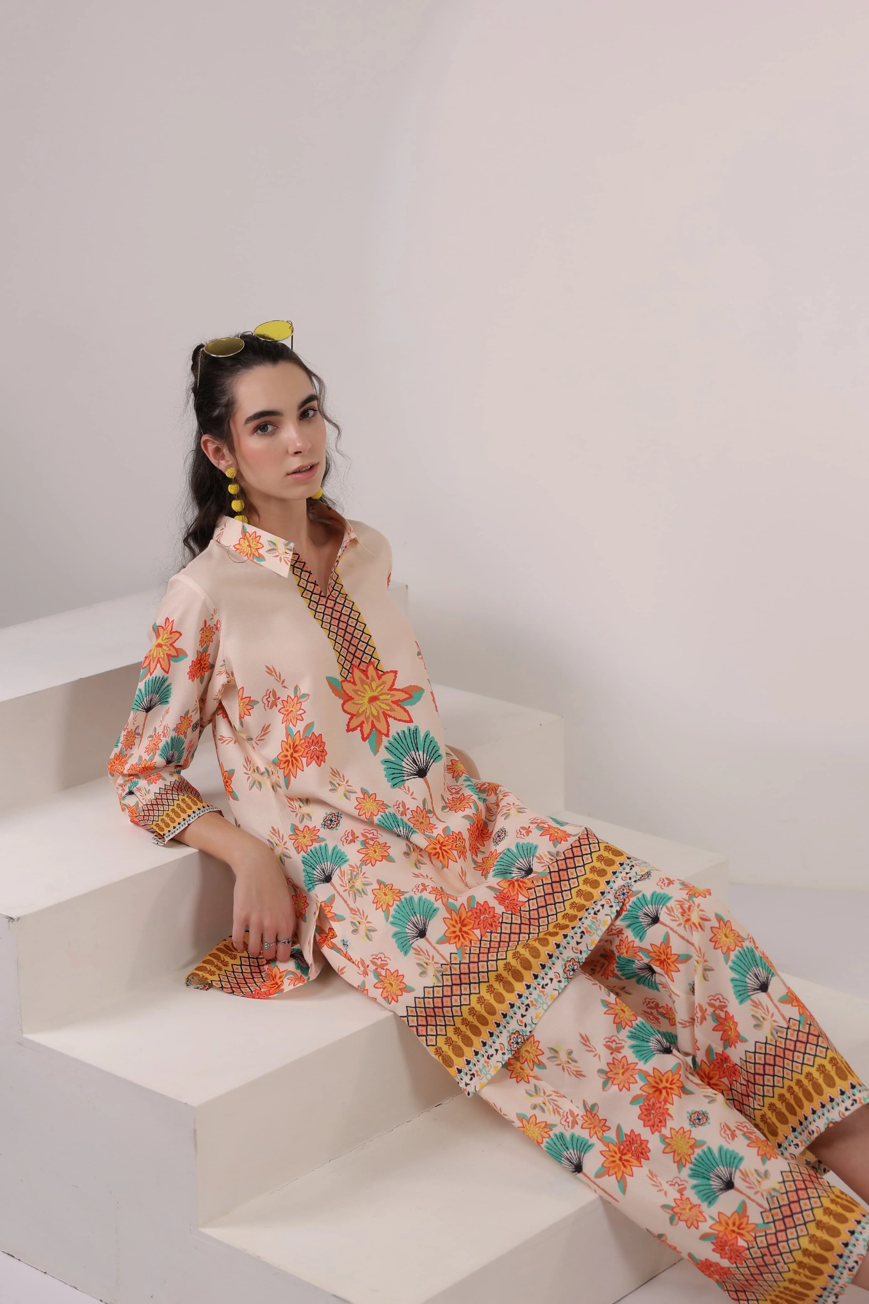 Kara Caramel Linen Printed Co-ord Set - Image 6