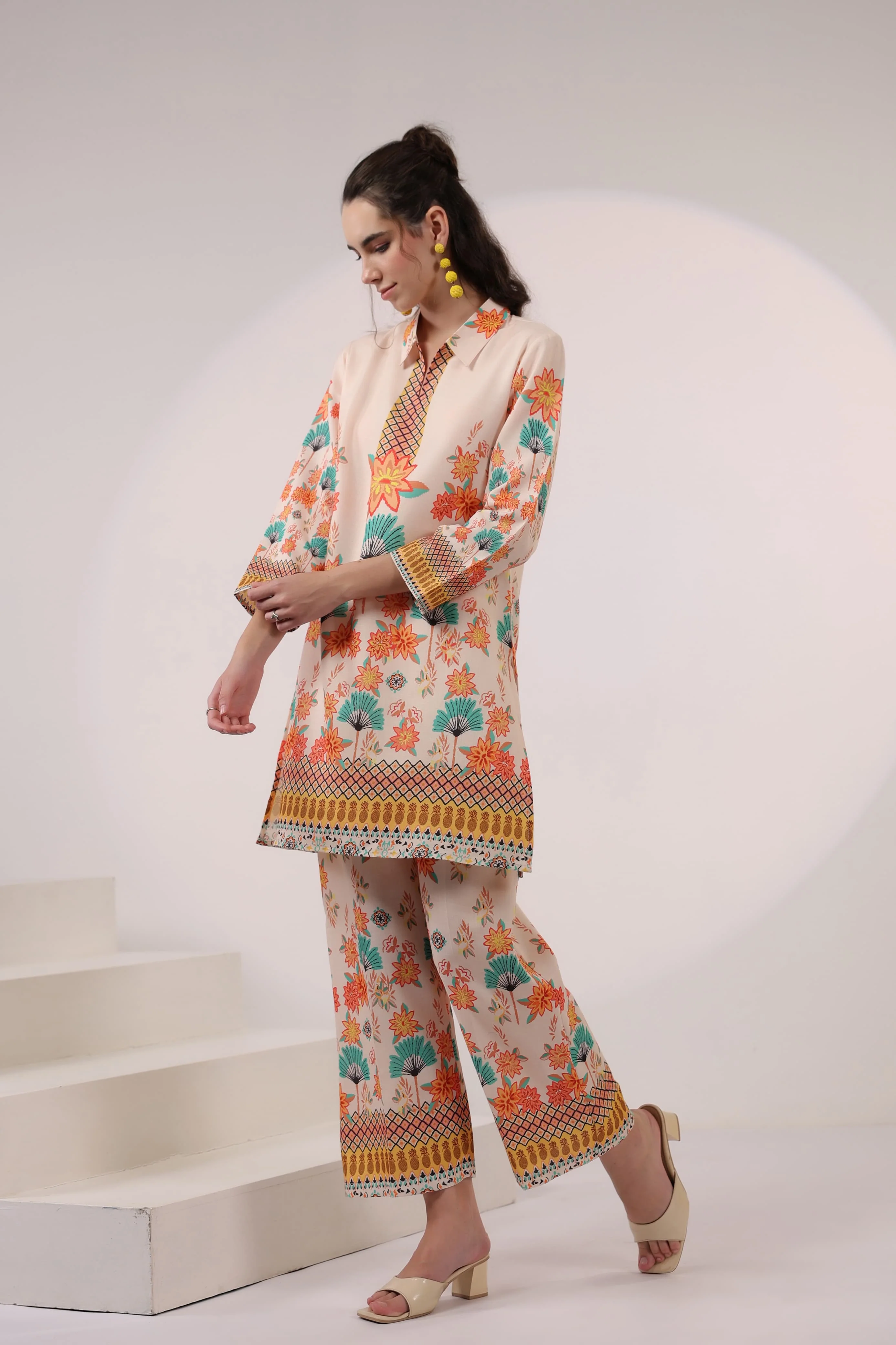 Kara Caramel Linen Printed Co-ord Set - Image 7