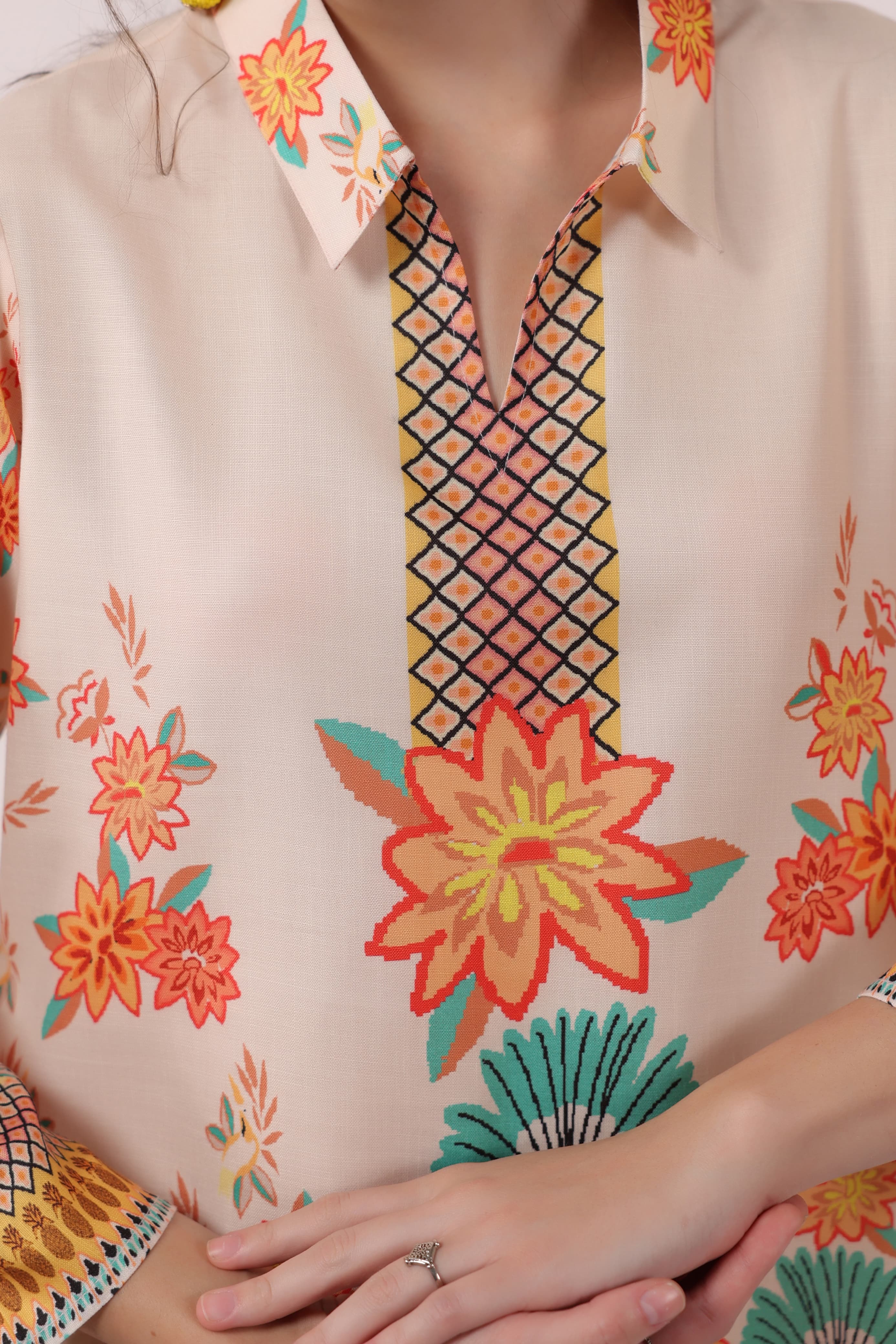 Kara Caramel Linen Printed Co-ord Set - Image 8