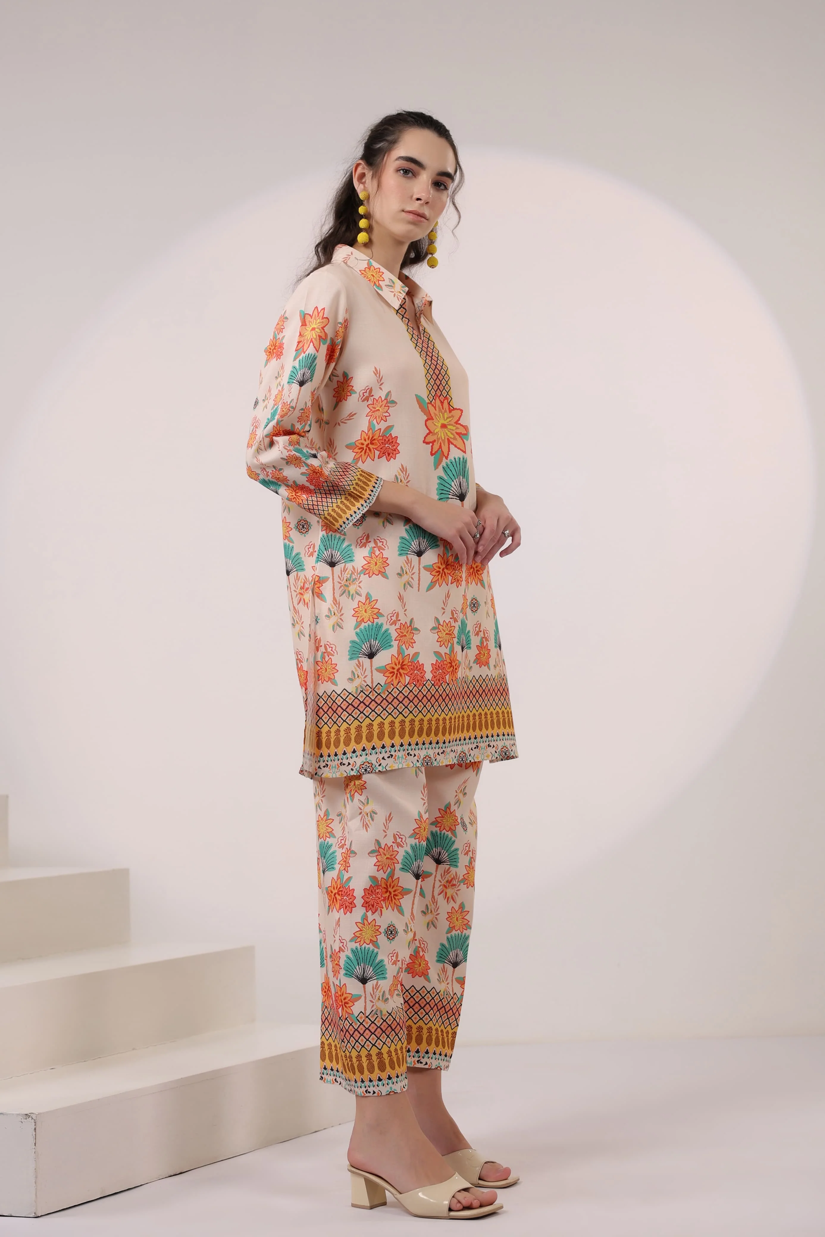 Kara Caramel Linen Printed Co-ord Set - Image 9
