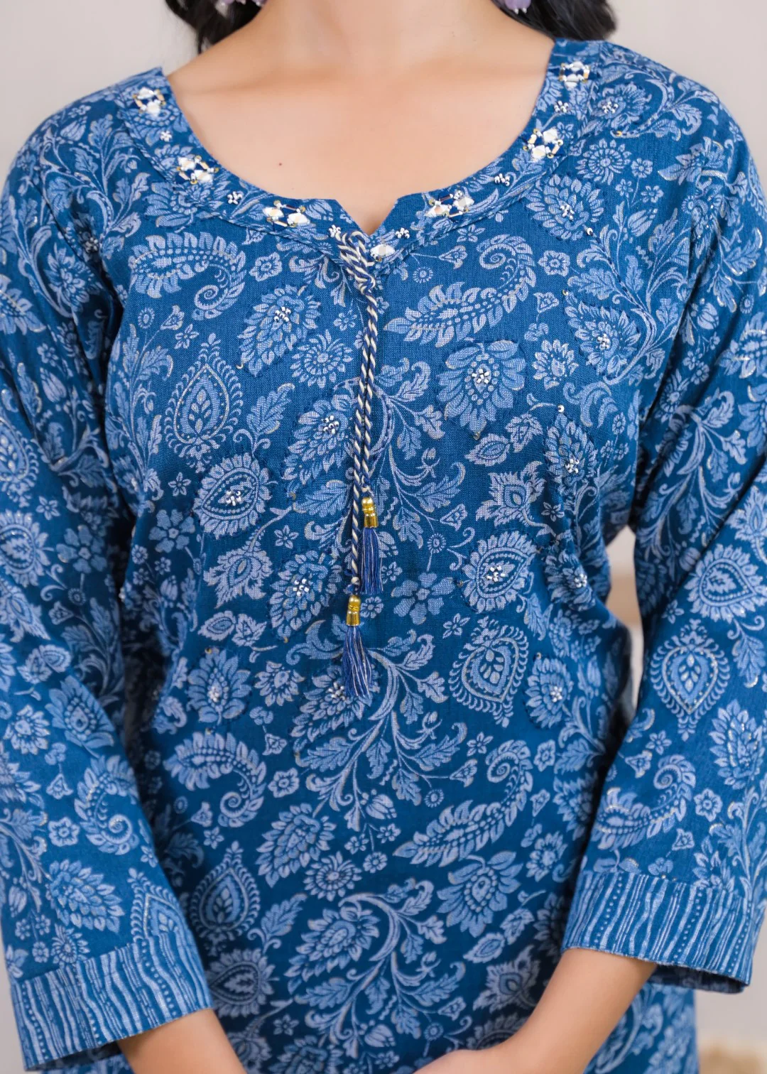 Shanti Azure Printed Cotton Suit Set - Image 5