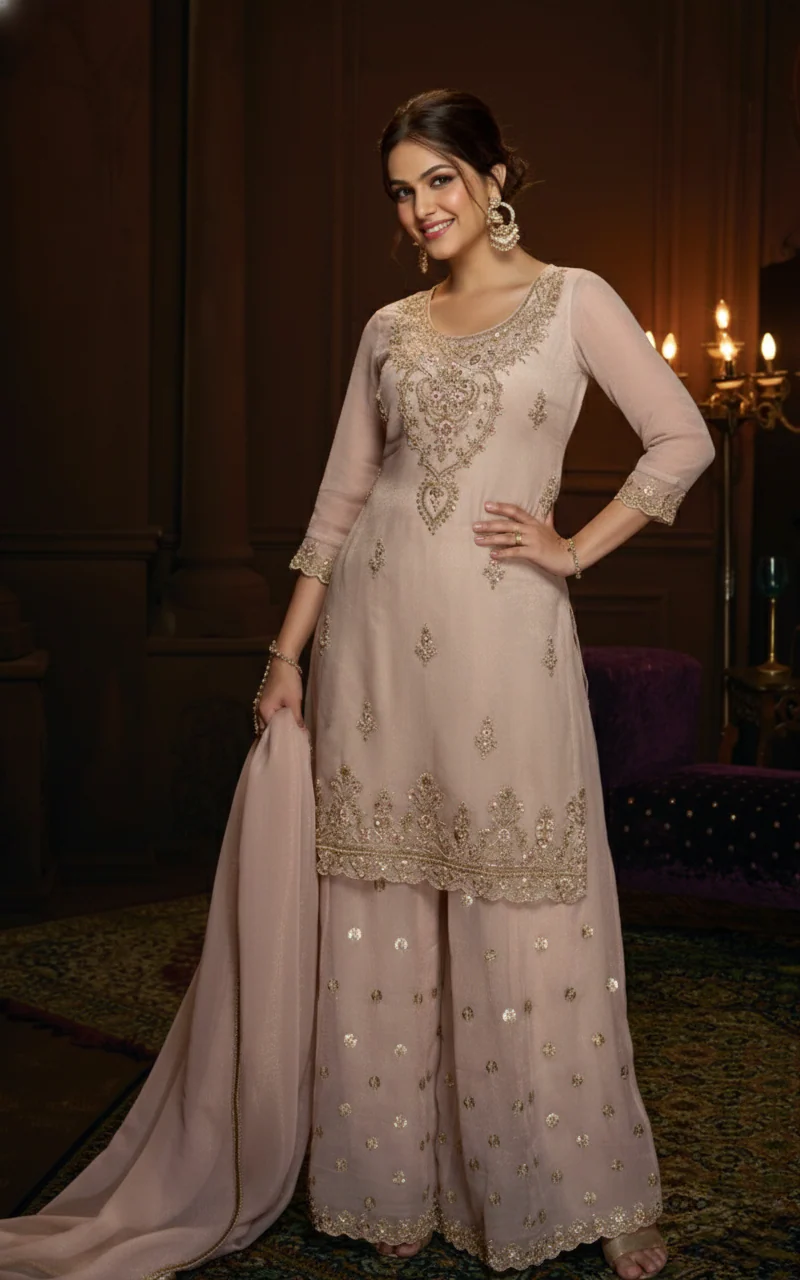 Haniya Daisy Full Heavy Work Gharara Set - Image 5
