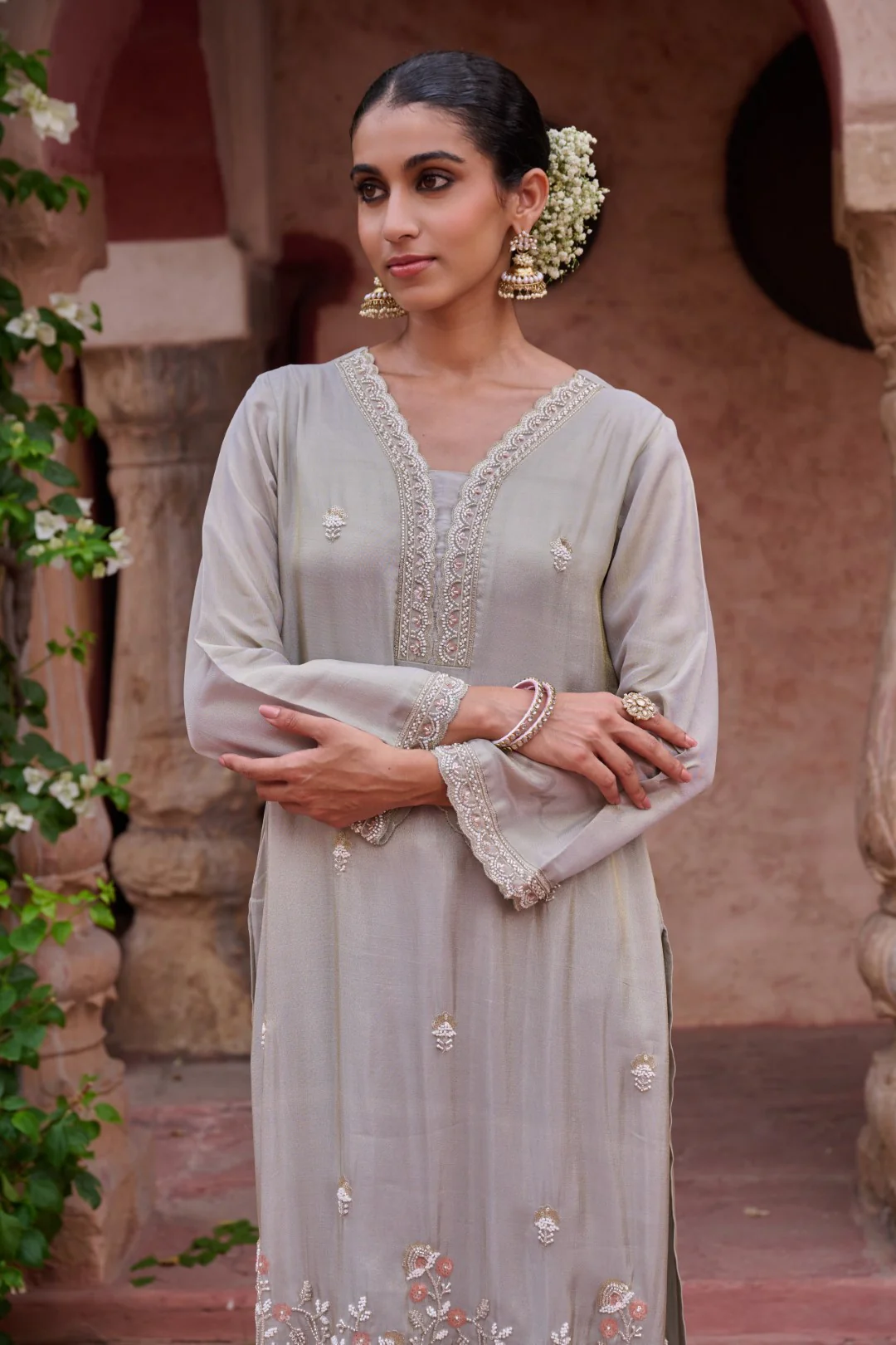 Gaurisha ash full work suit set - Image 2