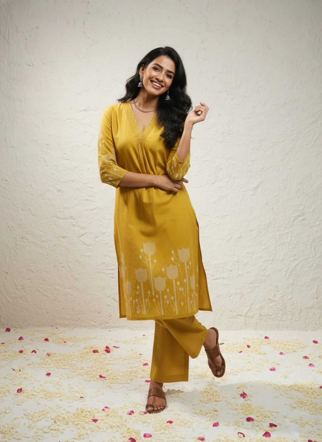 Krystle Amber Printed Kurta Pant Set - Image 3