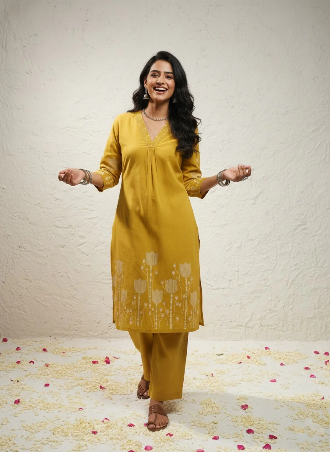 Krystle Amber Printed Kurta Pant Set - Image 4