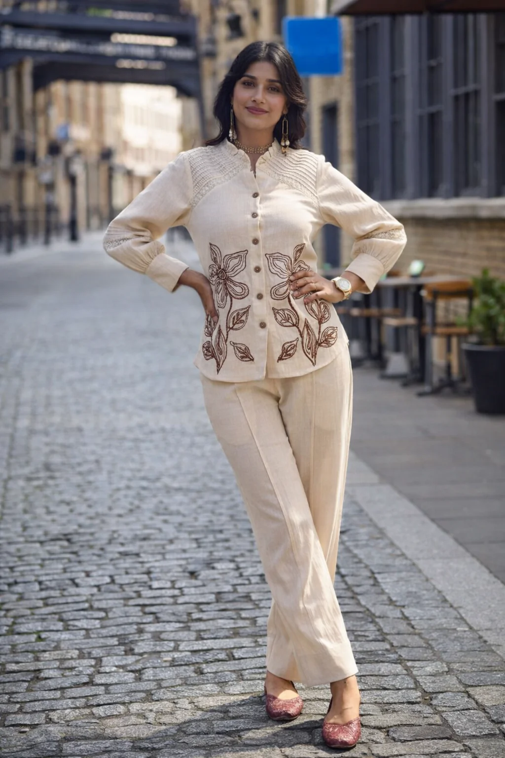 Wespret Pebble embroidery cotton co-ord set - Image 11