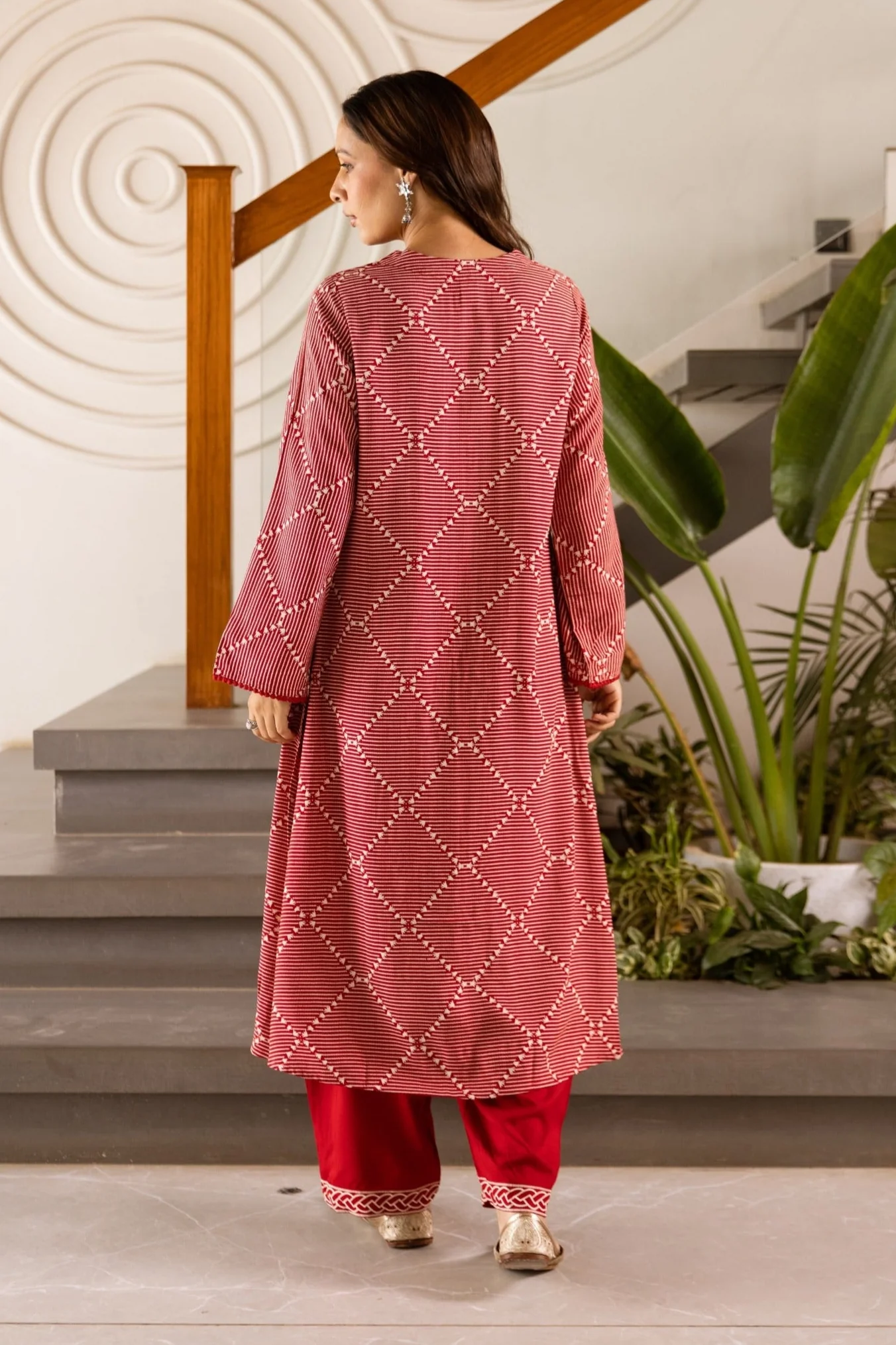 Kabool Cardinal Printed Kurta Pant set - Image 3