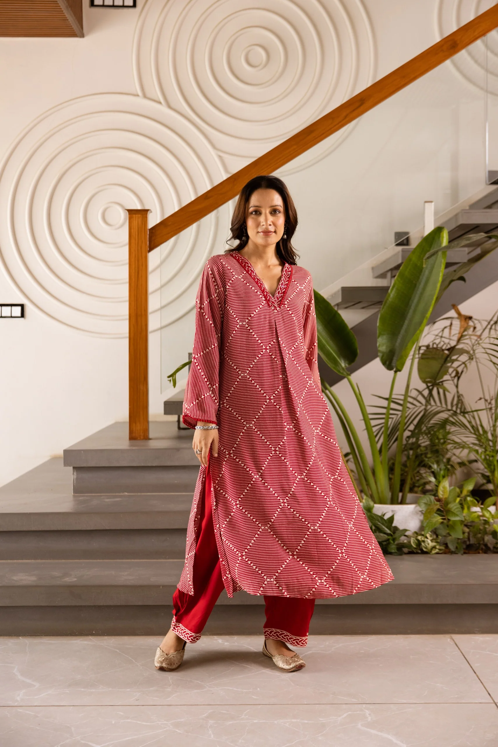 Kabool Cardinal Printed Kurta Pant set - Image 5