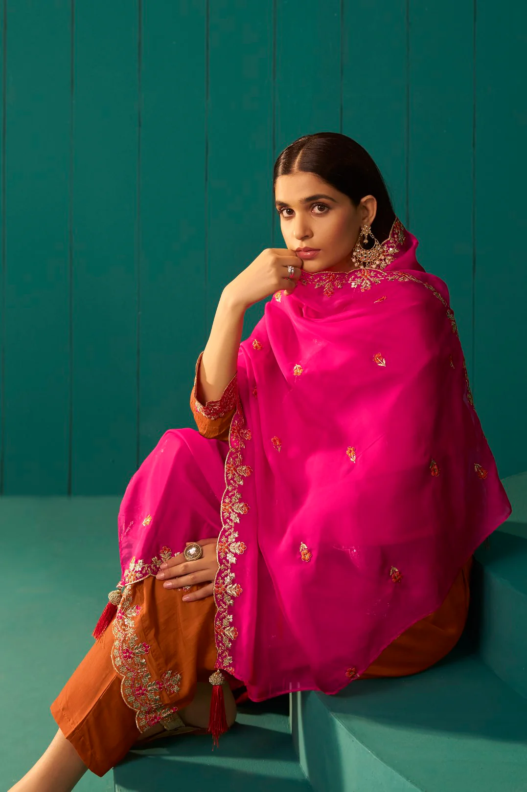 Trisha Saffron work Suit set - Image 5