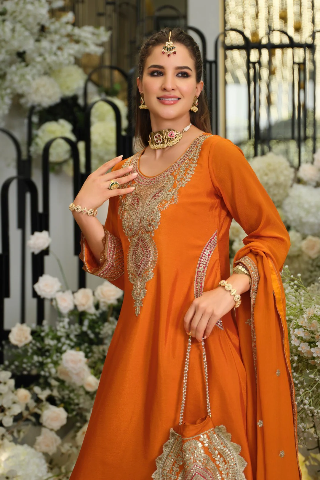 Areesa Apricot full work heavy suit set - Image 2