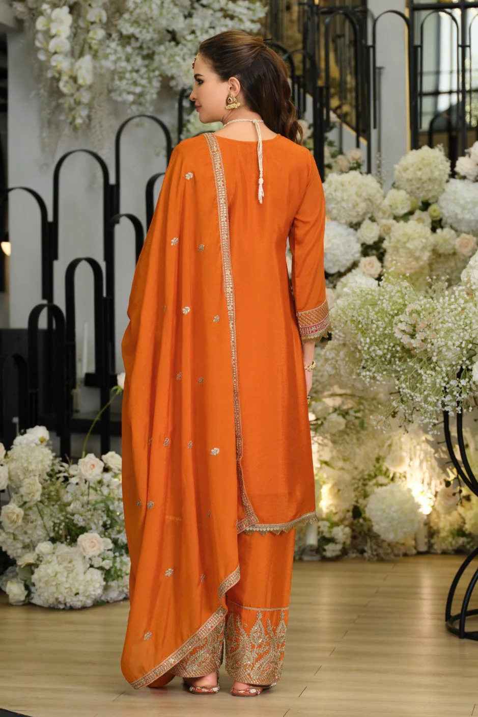Areesa Apricot full work heavy suit set - Image 3