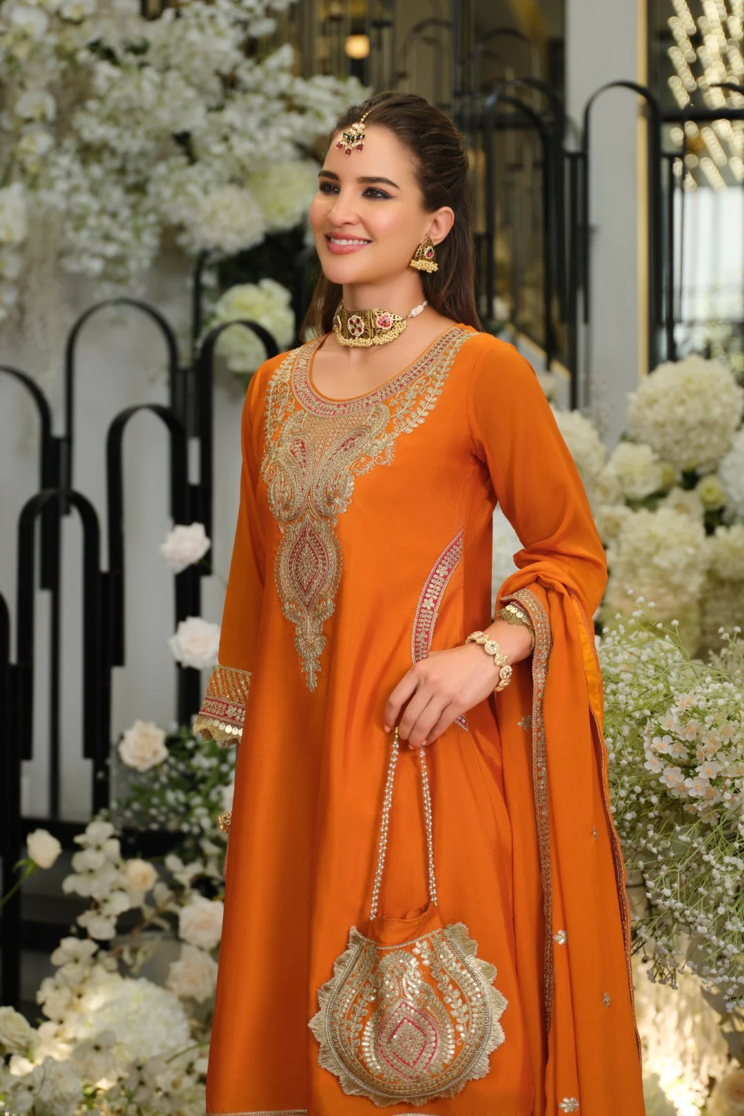 Areesa Apricot full work heavy suit set - Image 7