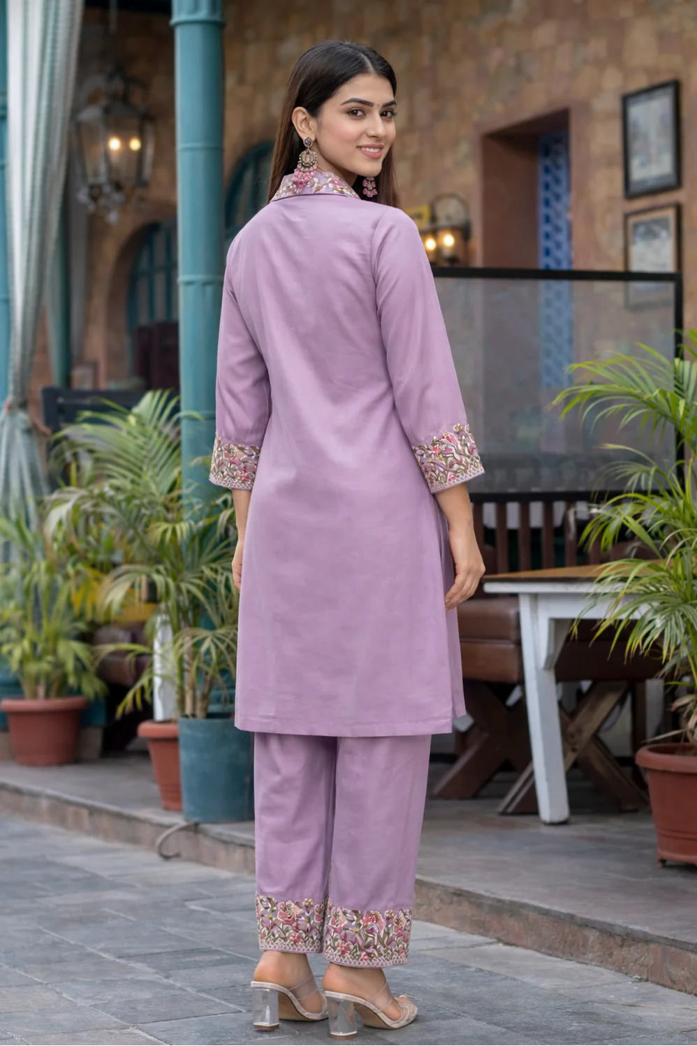 Pankhuri Lavender Embroidered Co-ord Set - Image 3