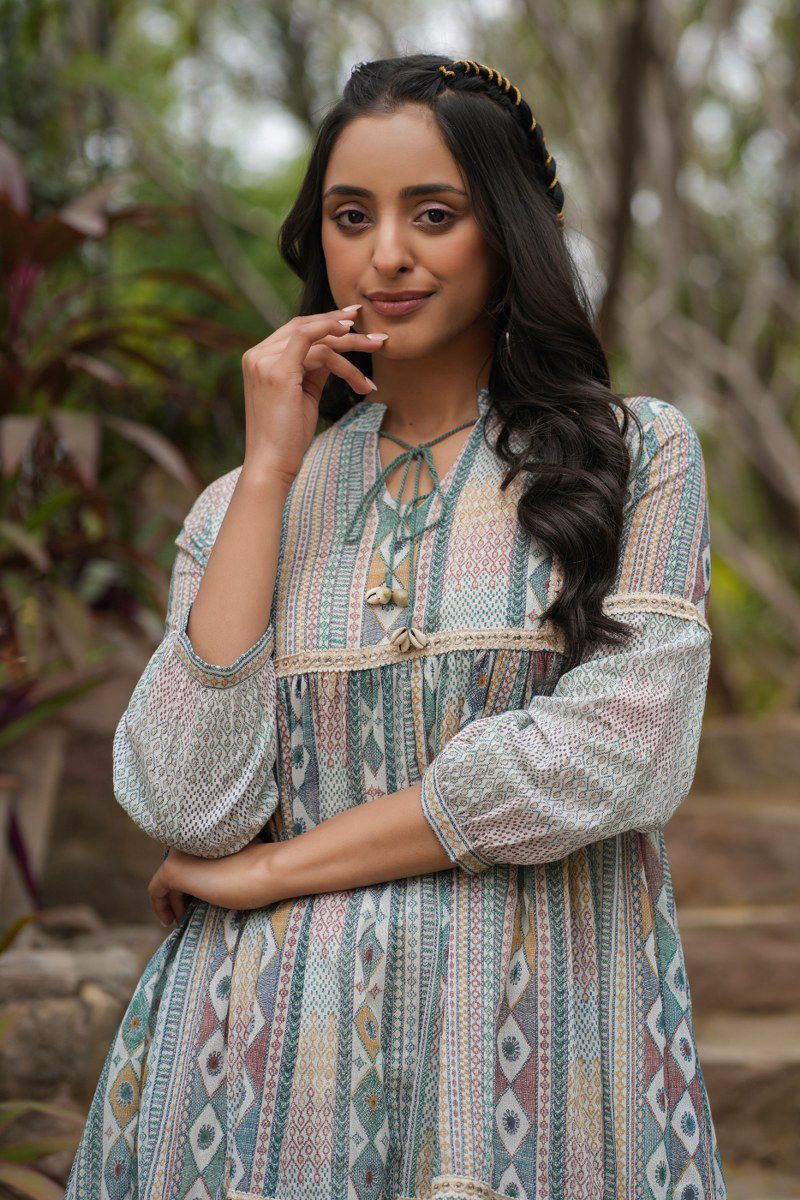 Jasheela Sky Printed Cotton Dress - Image 2