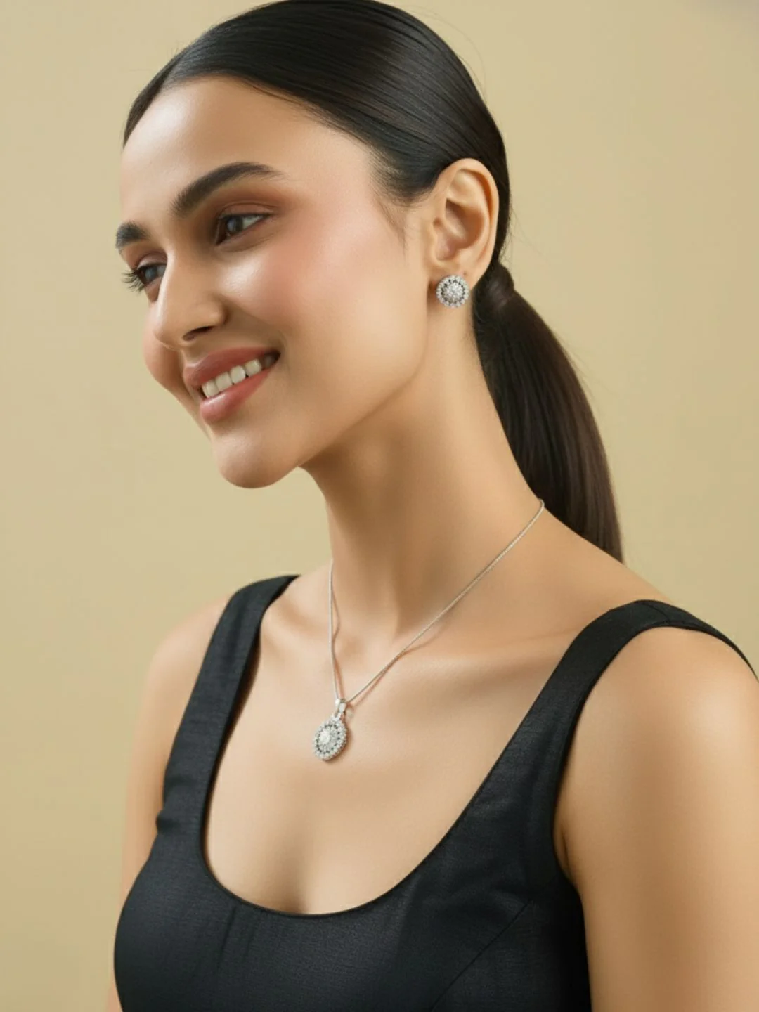 ANTAARA SUN DIAMOND EARINGS AND PENDANT SET - Image 13