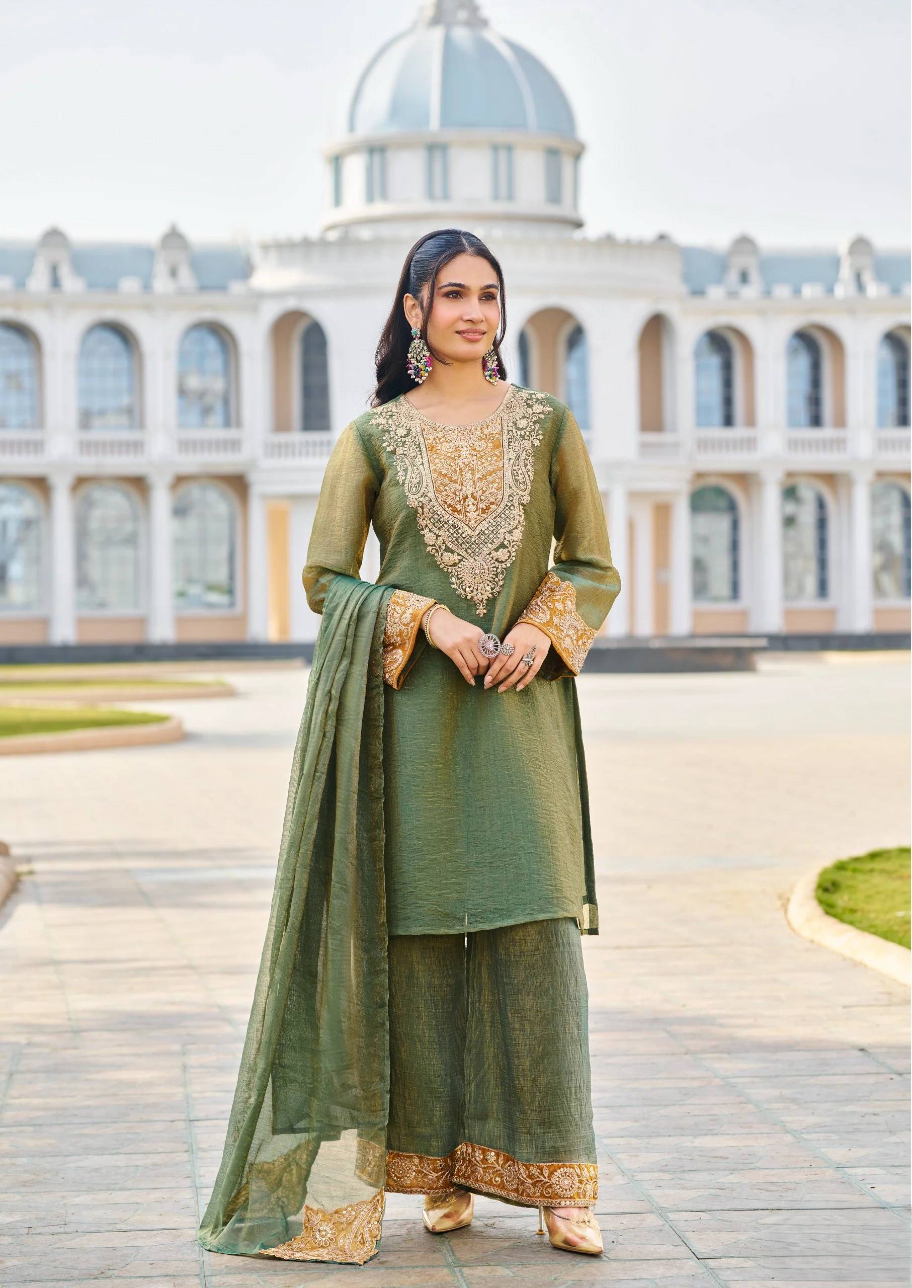 Mihika Olive Full Work Premium Suit set - Image 4