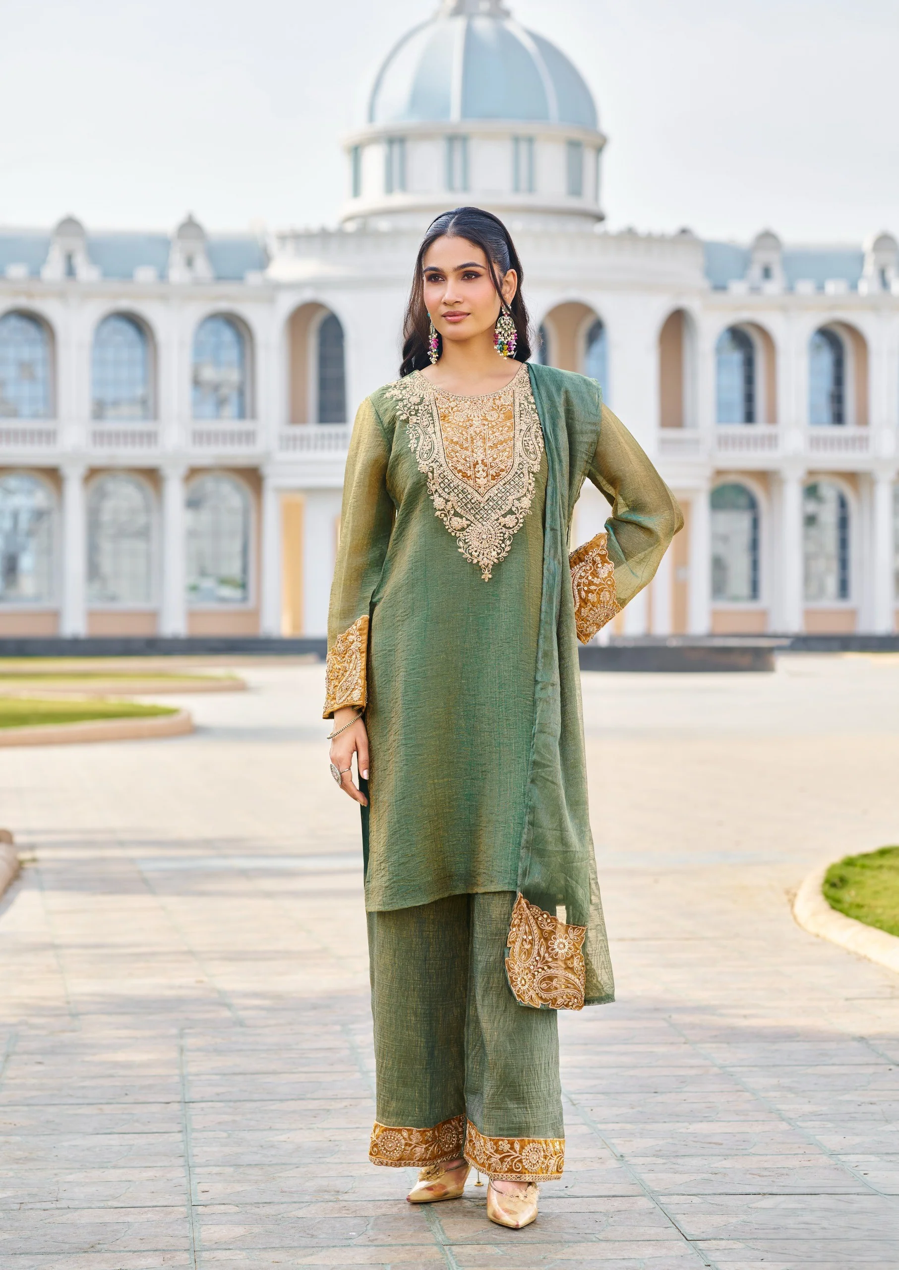 Mihika Olive Full Work Premium Suit set - Image 5