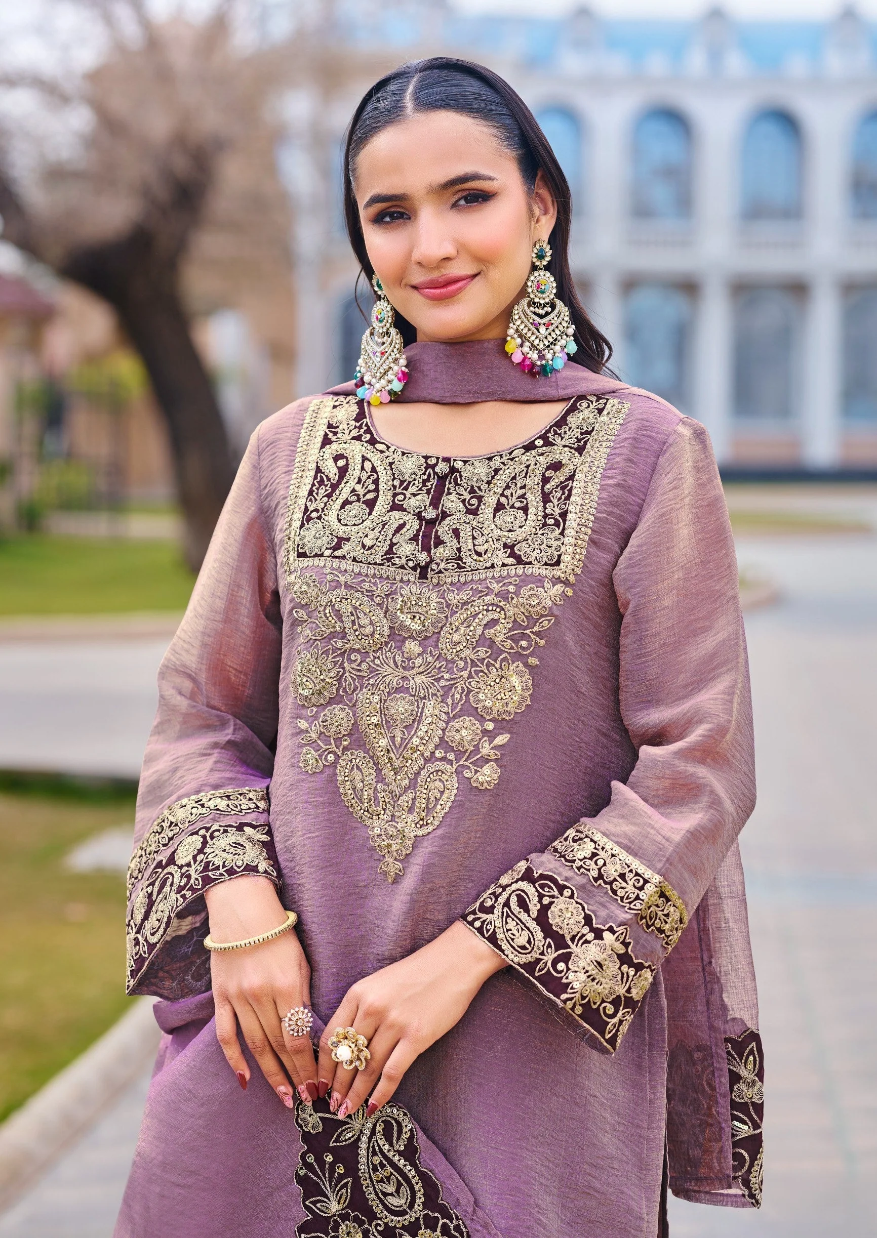 Mihika Lavender Full Work Premium Suit set - Image 2