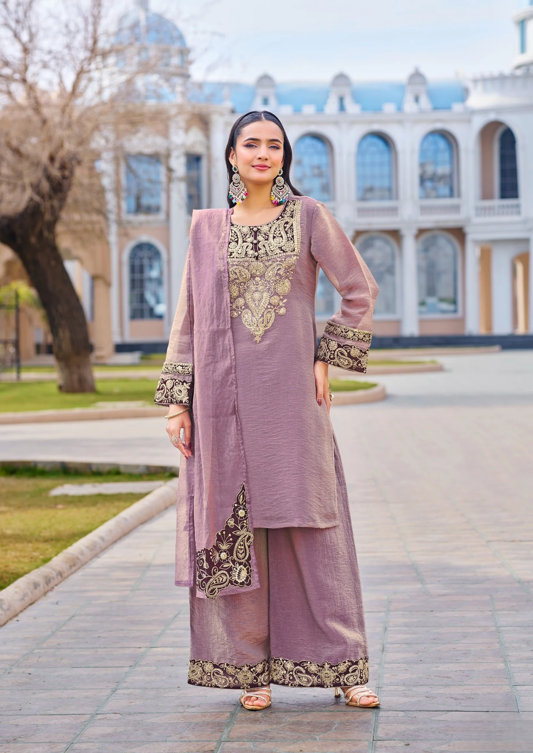 Mihika Lavender Full Work Premium Suit set - Image 3