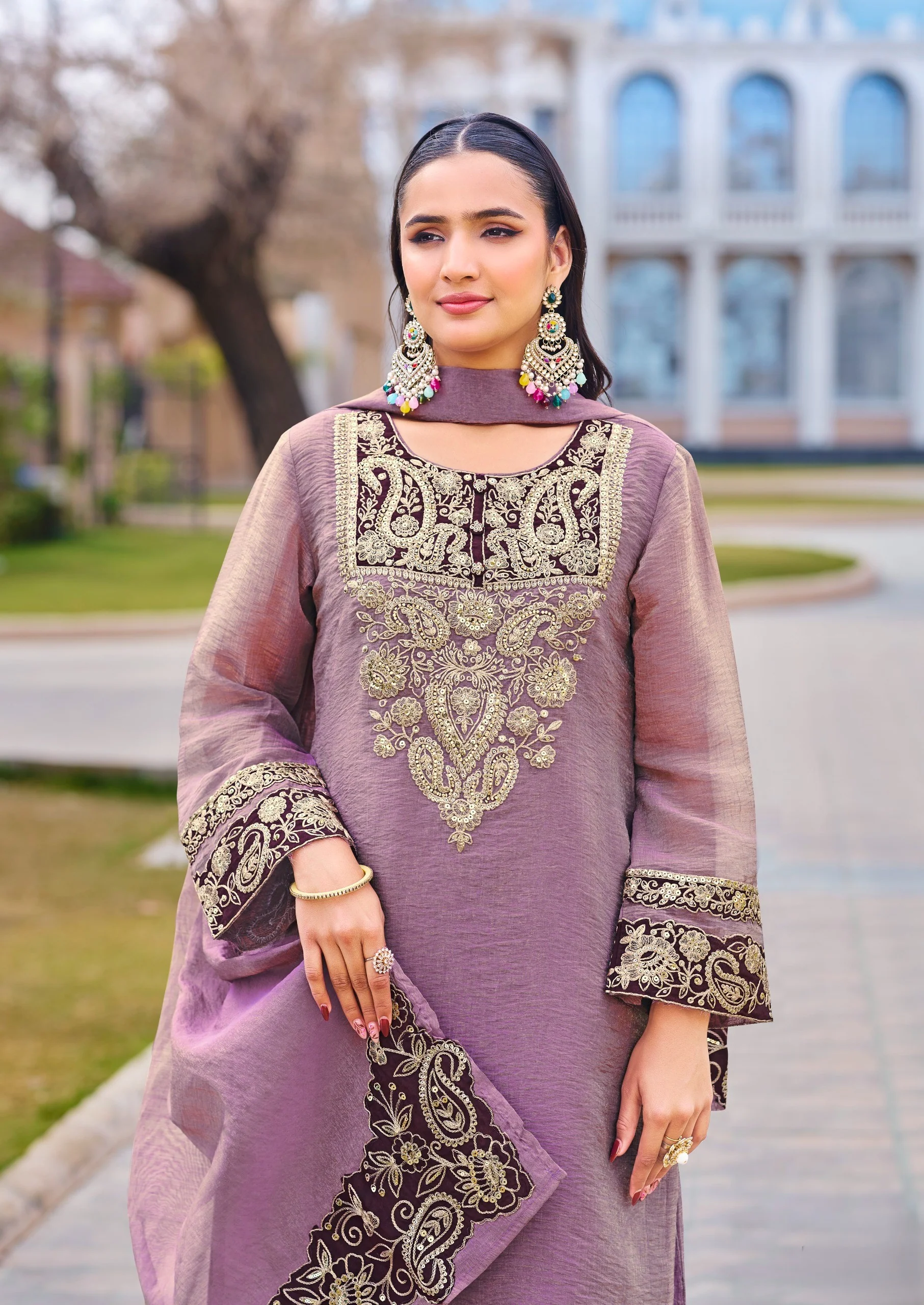 Mihika Lavender Full Work Premium Suit set - Image 4