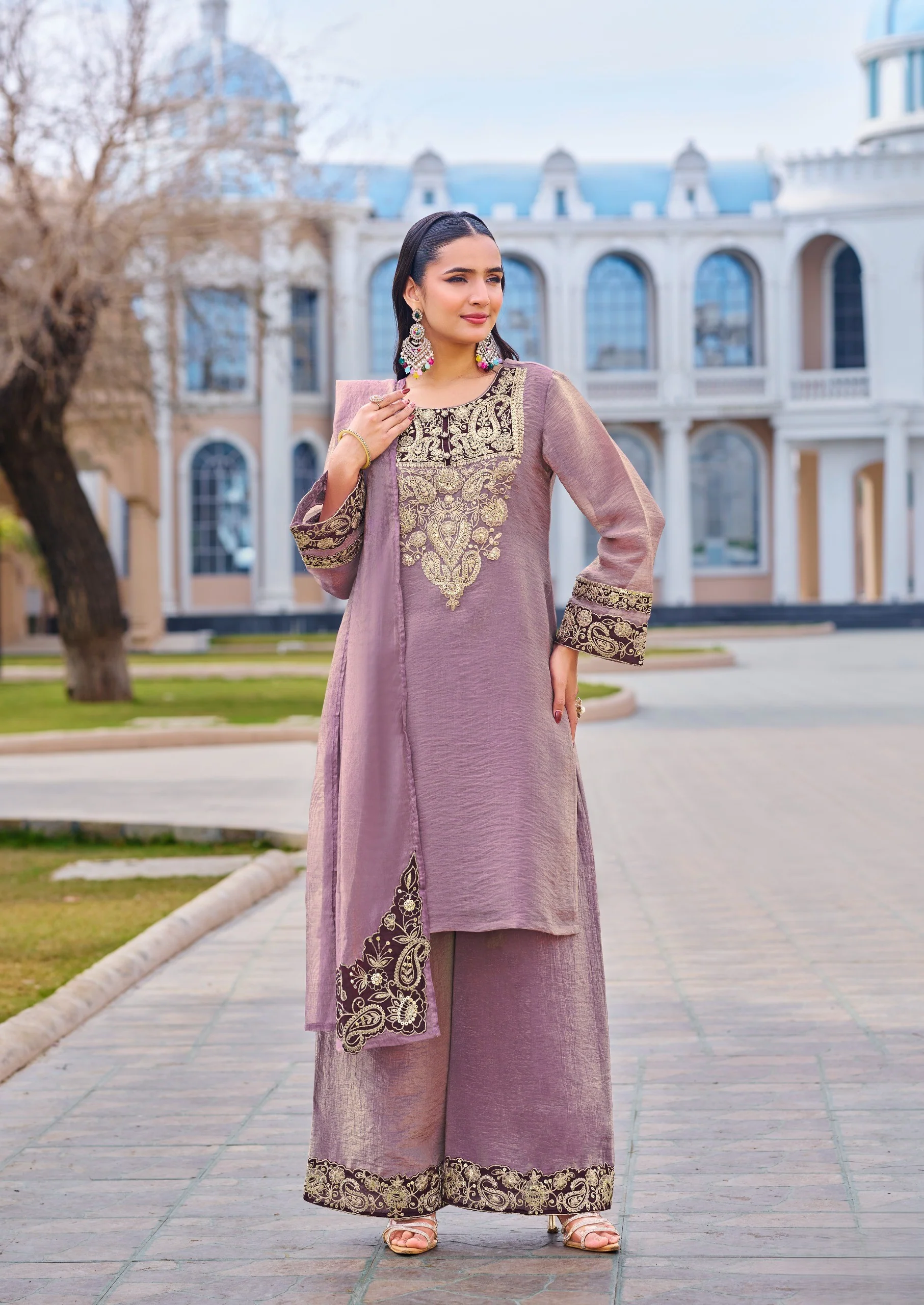 Mihika Lavender Full Work Premium Suit set - Image 5