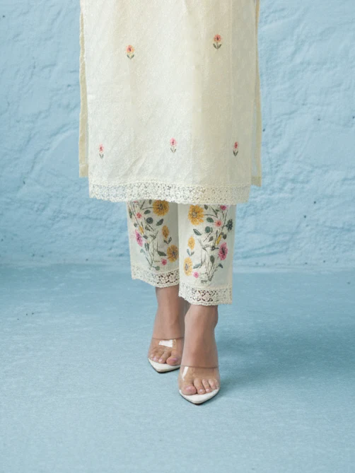 Kirti Mist Cotton Embroidered Suit Set - Image 4