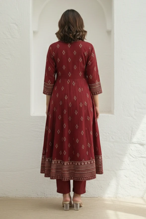 Vairagi Brick Printed Work Suit Set - Image 3