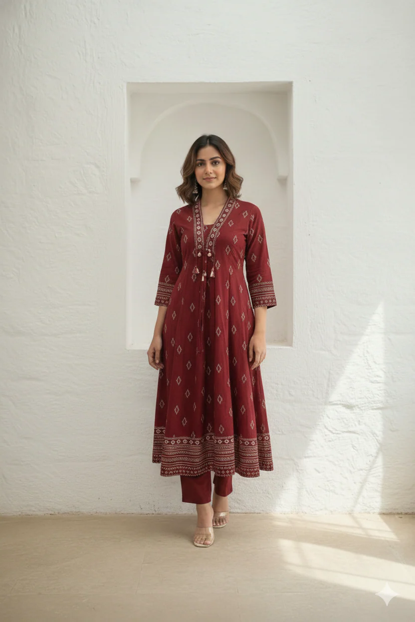 Vairagi Brick Printed Work Suit Set - Image 6