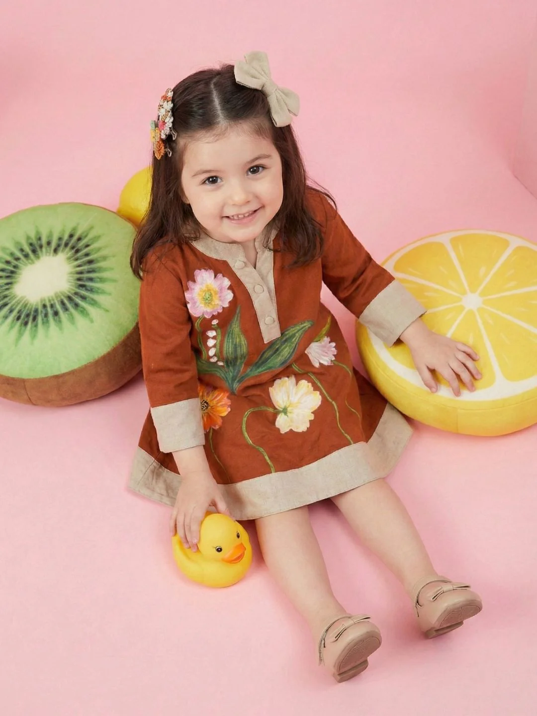 Joy tangerine embroidery cotton dress - Image 5