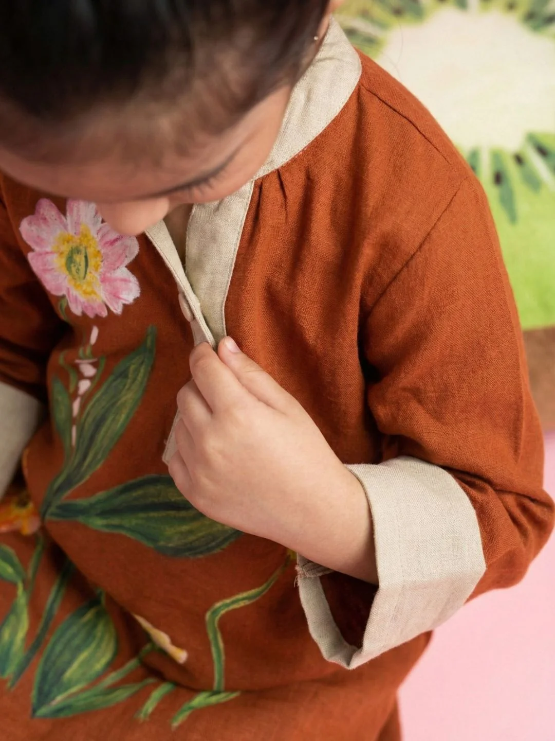 Joy tangerine embroidery cotton dress - Image 6