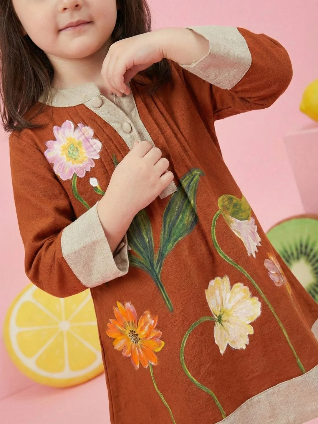 Joy tangerine embroidery cotton dress - Image 8