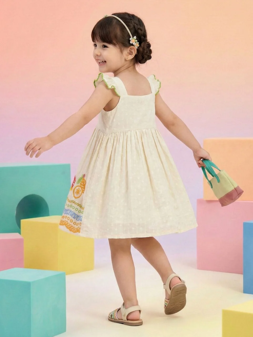 Joy fruit embroidery cotton dress - Image 3