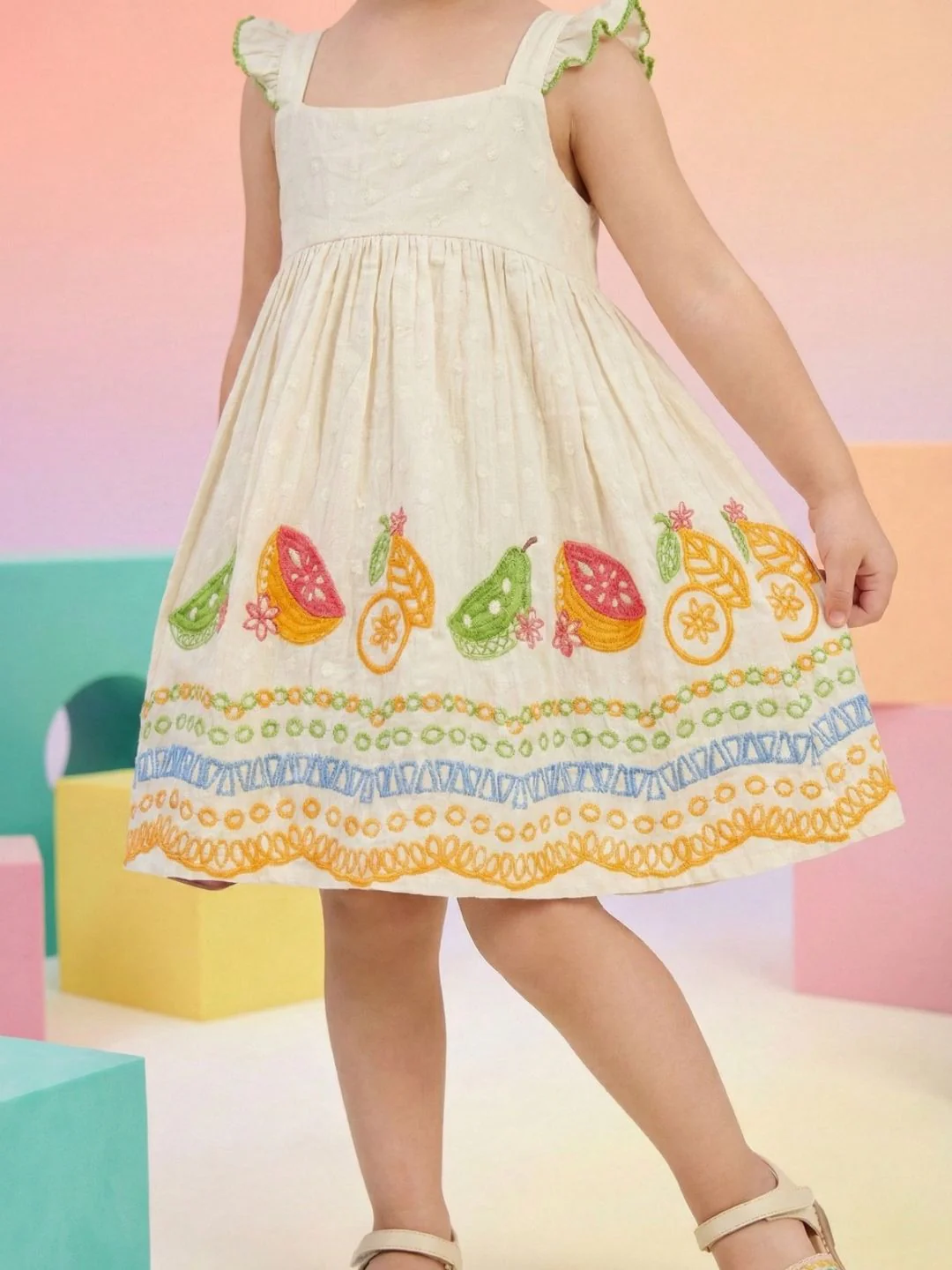 Joy fruit embroidery cotton dress - Image 4