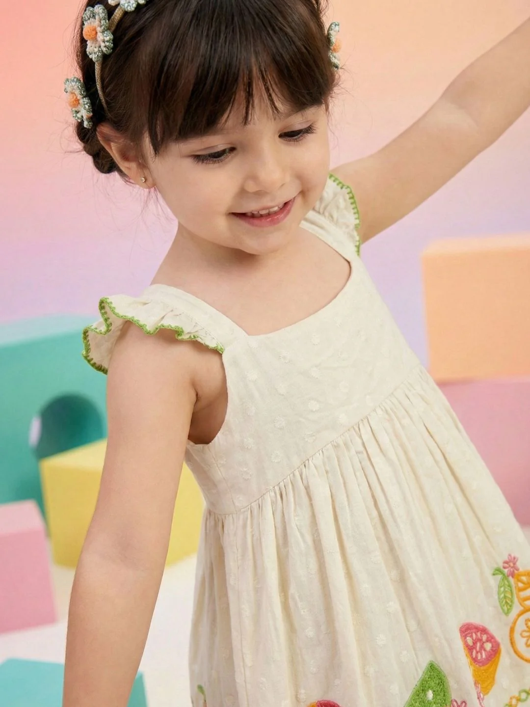 Joy fruit embroidery cotton dress - Image 5