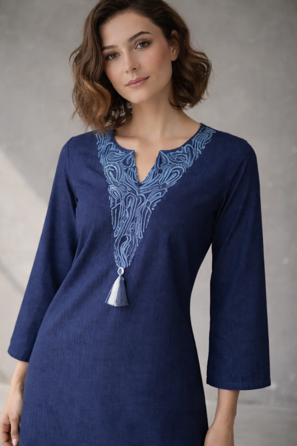 Prisha lapis denim embroidery co-ord set - Image 2