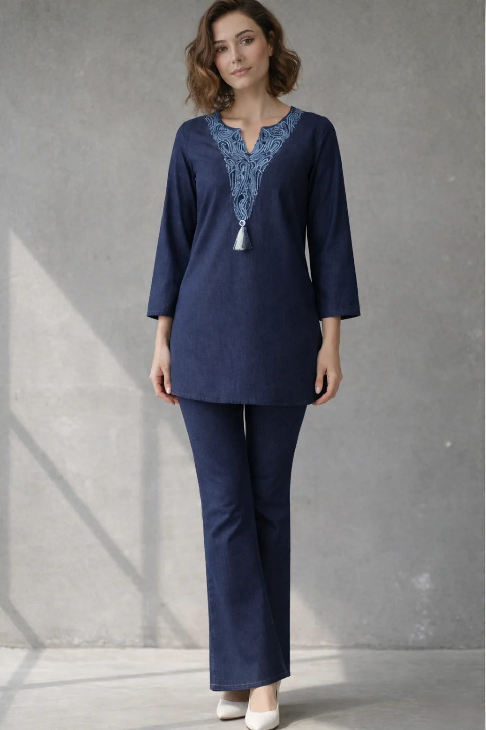 Prisha lapis denim embroidery co-ord set - Image 6
