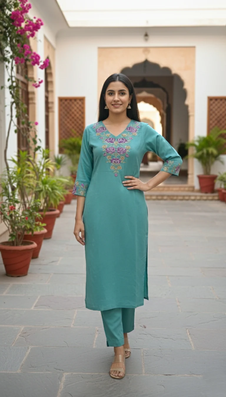 Chandri Downy Embroidered Kurta Pant Set - Image 3