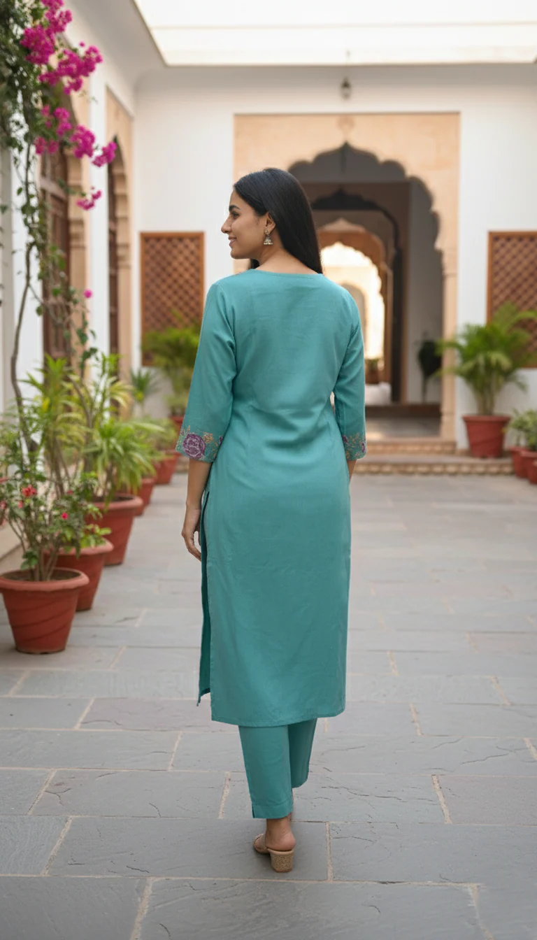 Chandri Downy Embroidered Kurta Pant Set - Image 4