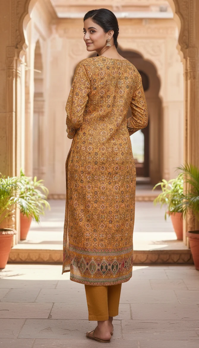 Shanti Mustard Printed Suit set - Image 3