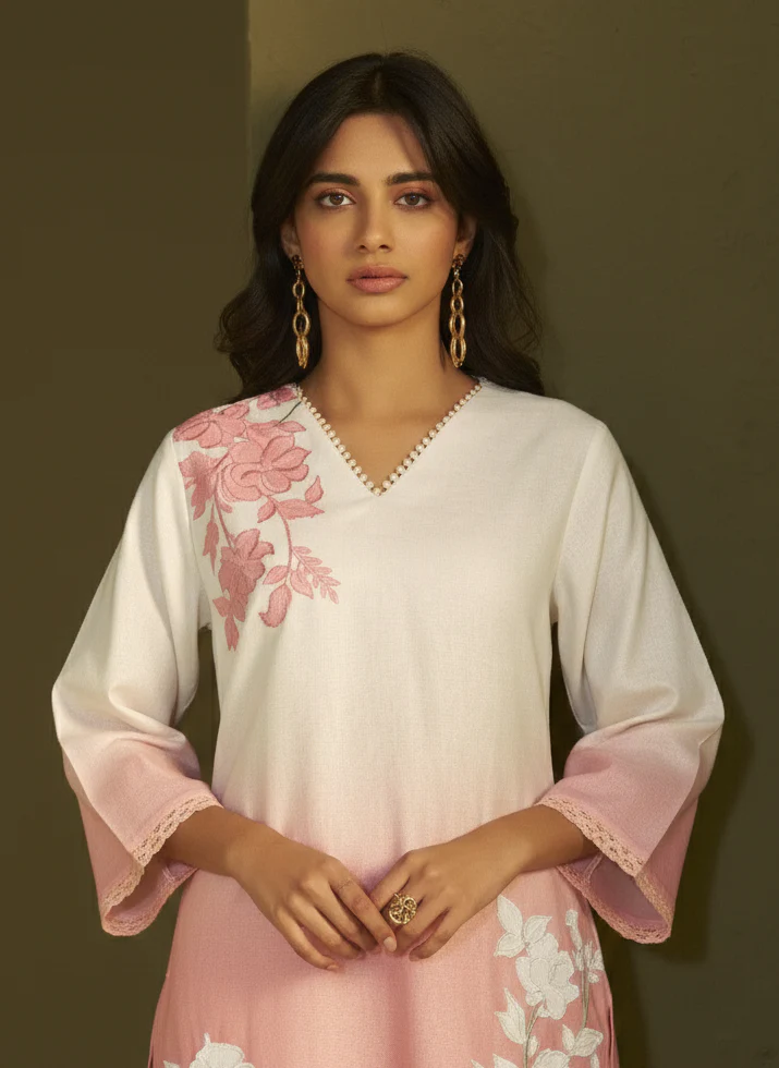 itrh softpink embroidery cotton co-ord set - Image 2