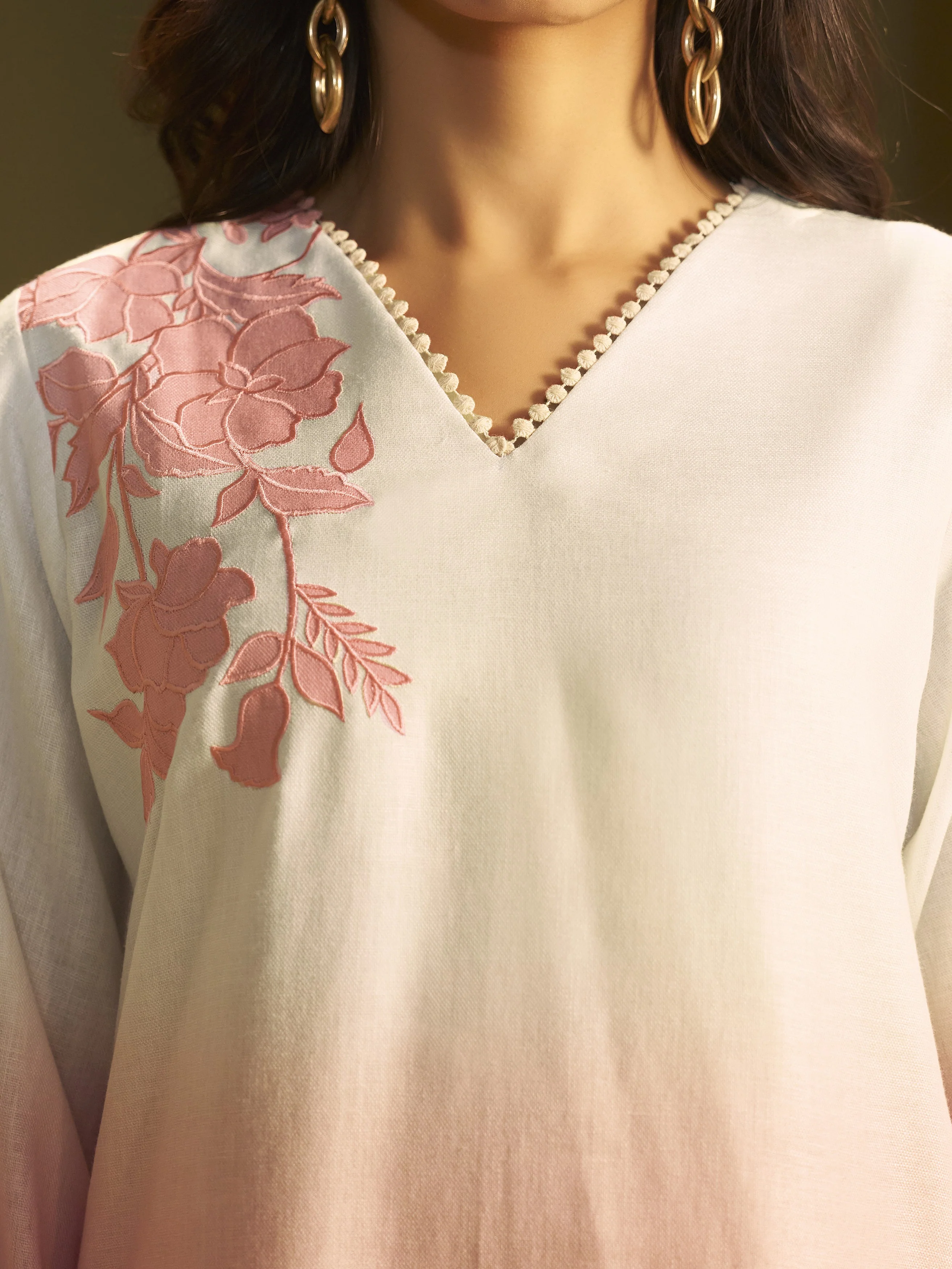 itrh softpink embroidery cotton co-ord set - Image 4