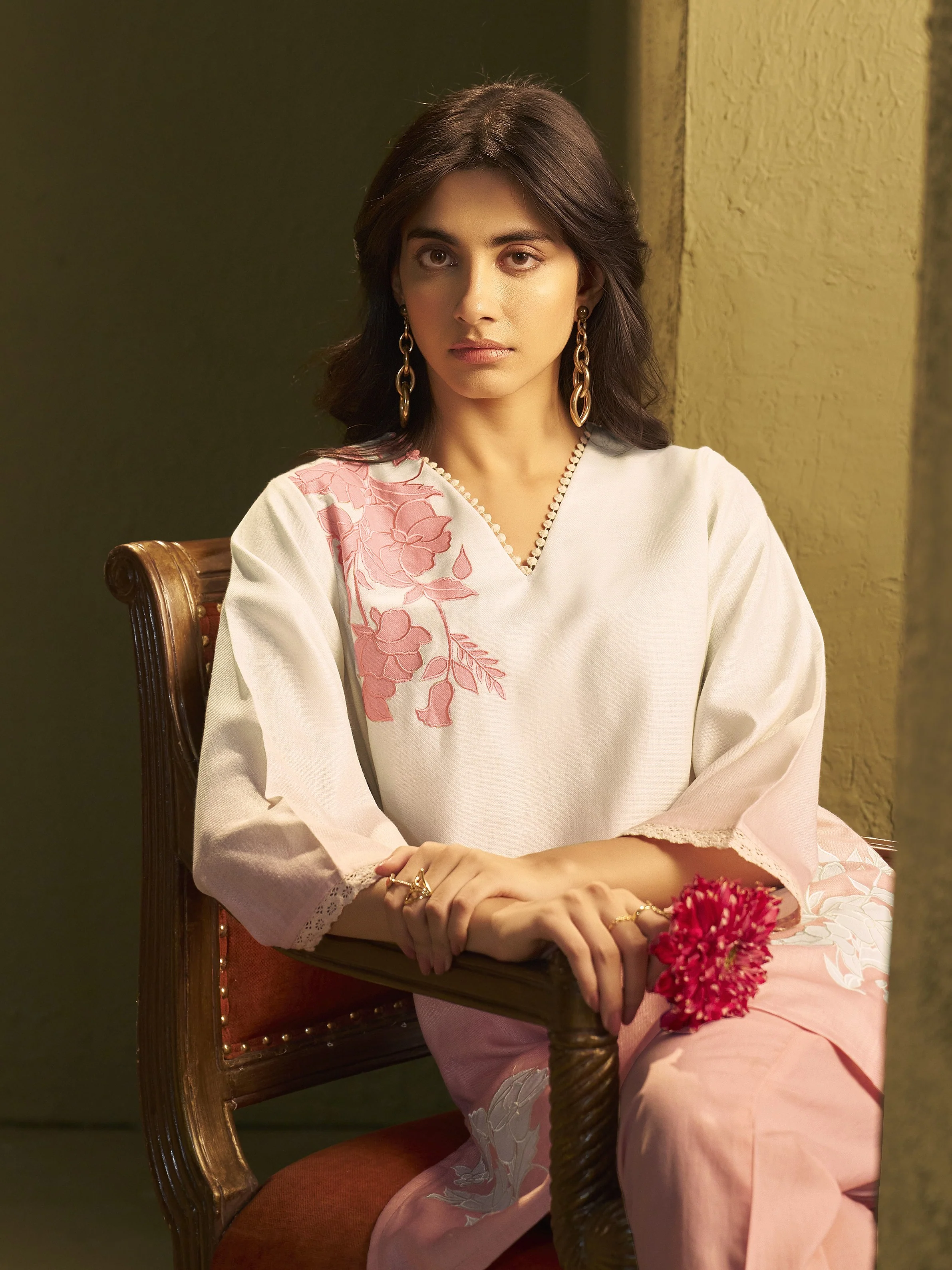 itrh softpink embroidery cotton co-ord set - Image 6