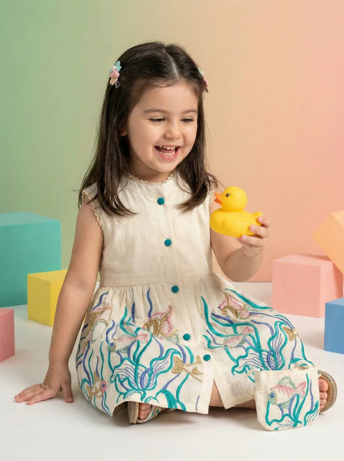 Joy marine embrodiery cotton Dress - Image 7