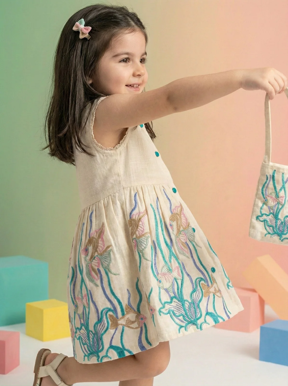 Joy marine embrodiery cotton Dress - Image 8