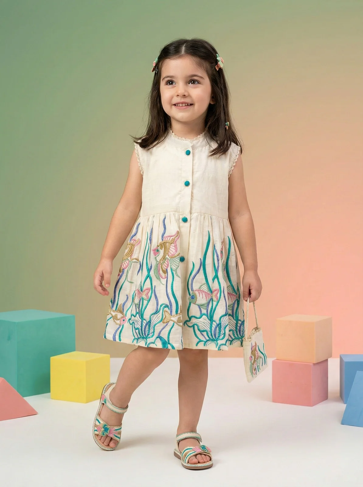 Joy marine embrodiery cotton Dress - Image 9