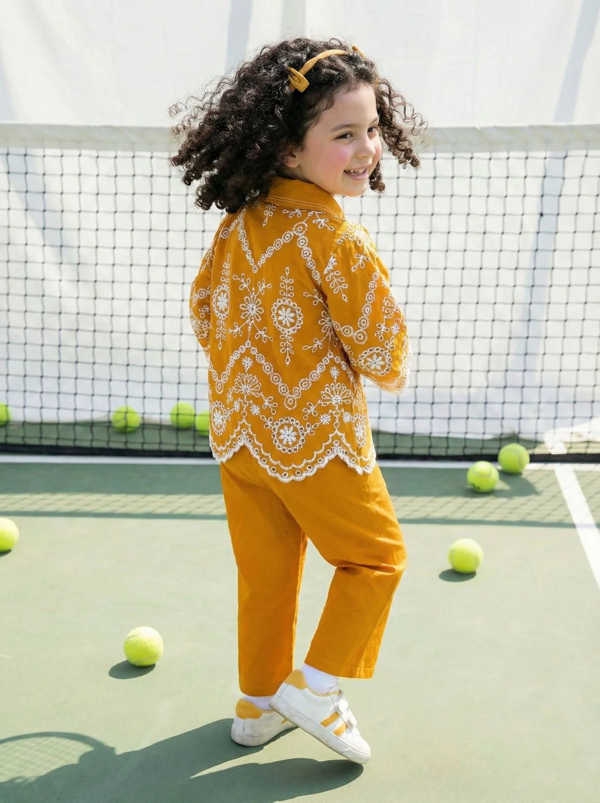 Joy apricot schiffli cotton co-ord set - Image 3